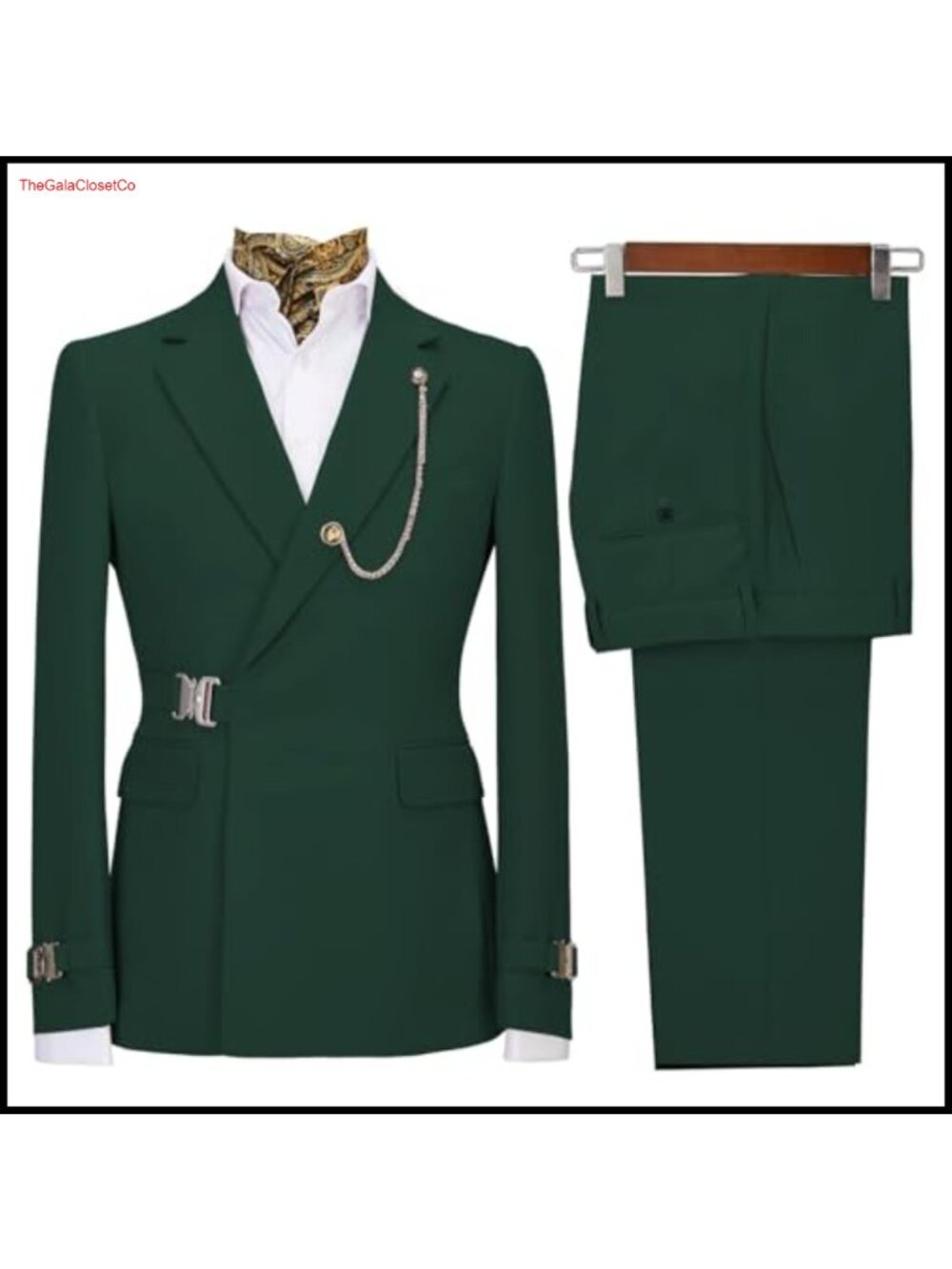 Men's 2 Piece Slim Fit Suit Set Snap Metal Clasp Business Tuxedo